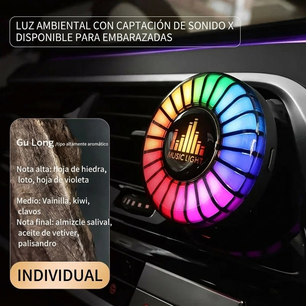 Luz LED para Coche Sincronizada con Música y Ambientador
