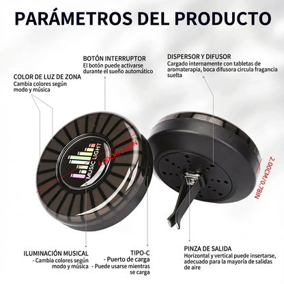 Luz LED para Coche Sincronizada con Música y Ambientador